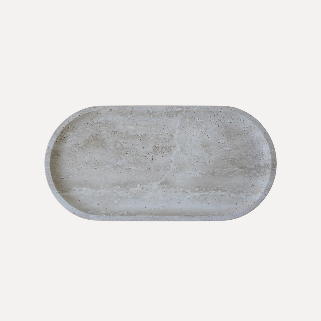 The Collins Oval Tray- Travertine