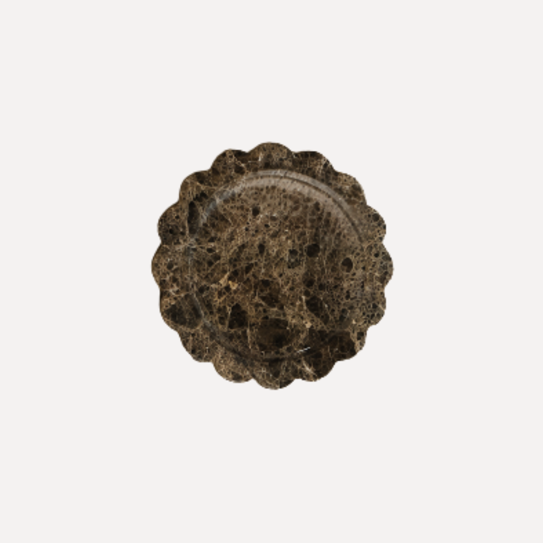 The Clarke Scalloped Tray- Emperador Dark