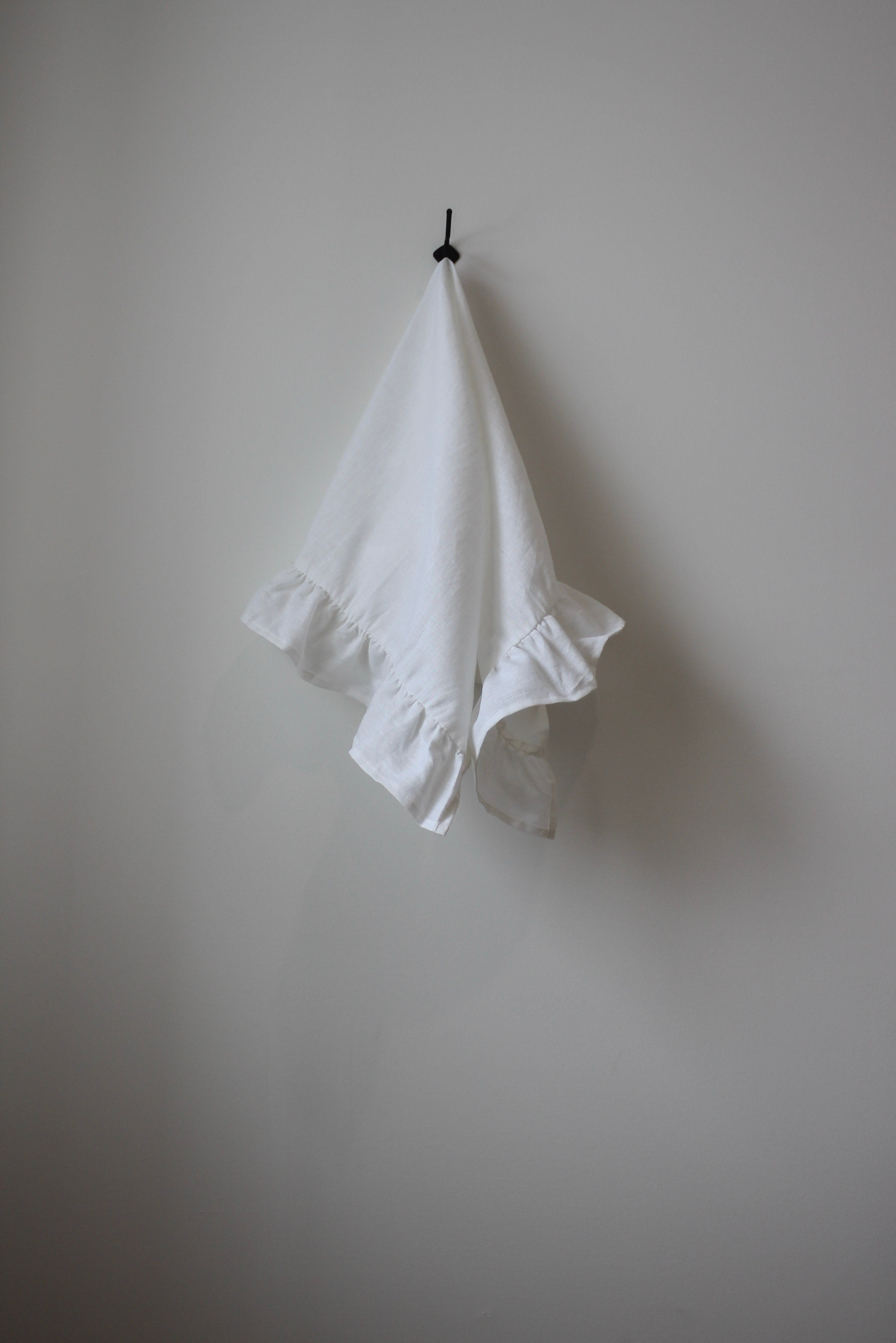 The Sadie Ruffle Tea Towel- White