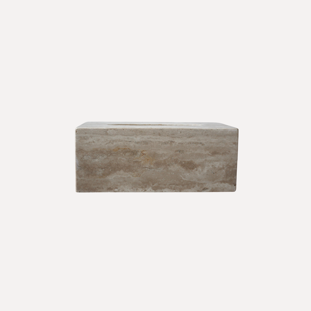 The Carson Tissue Box- Travertine