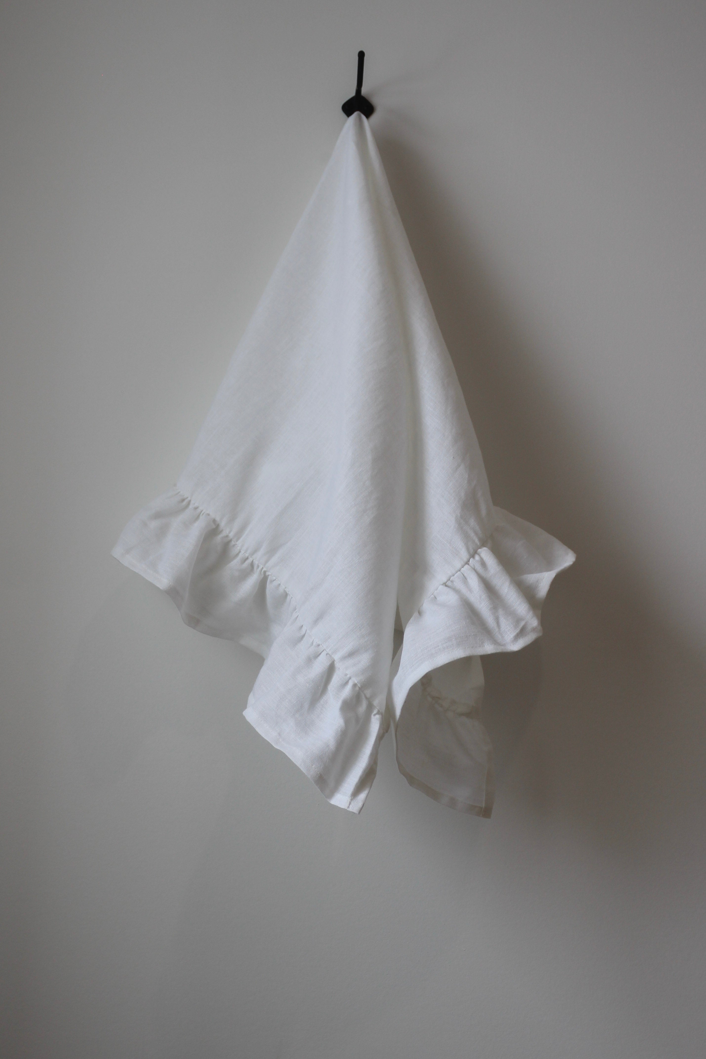 The Sadie Ruffle Tea Towel- White