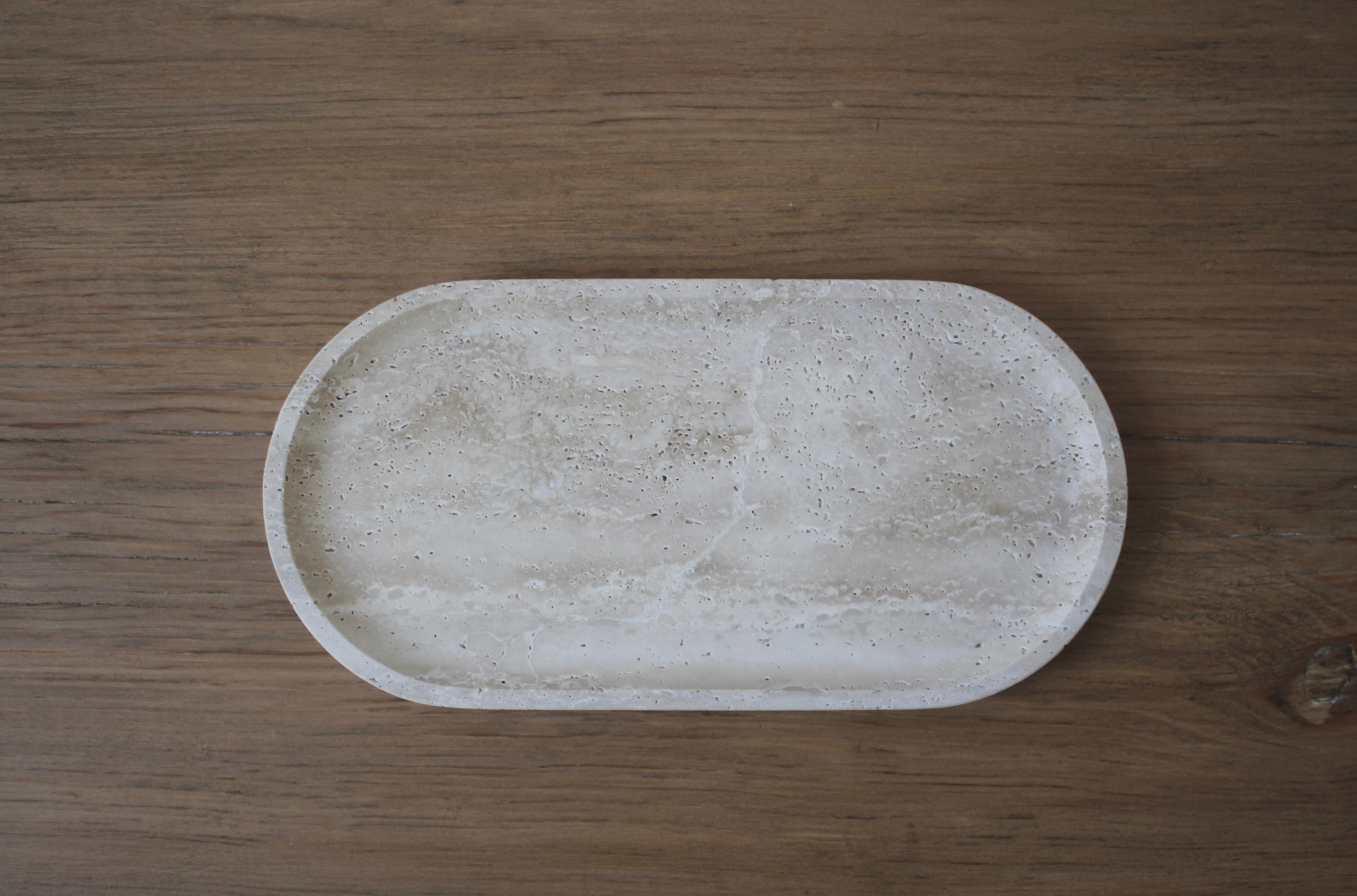 The Collins Oval Tray- Travertine