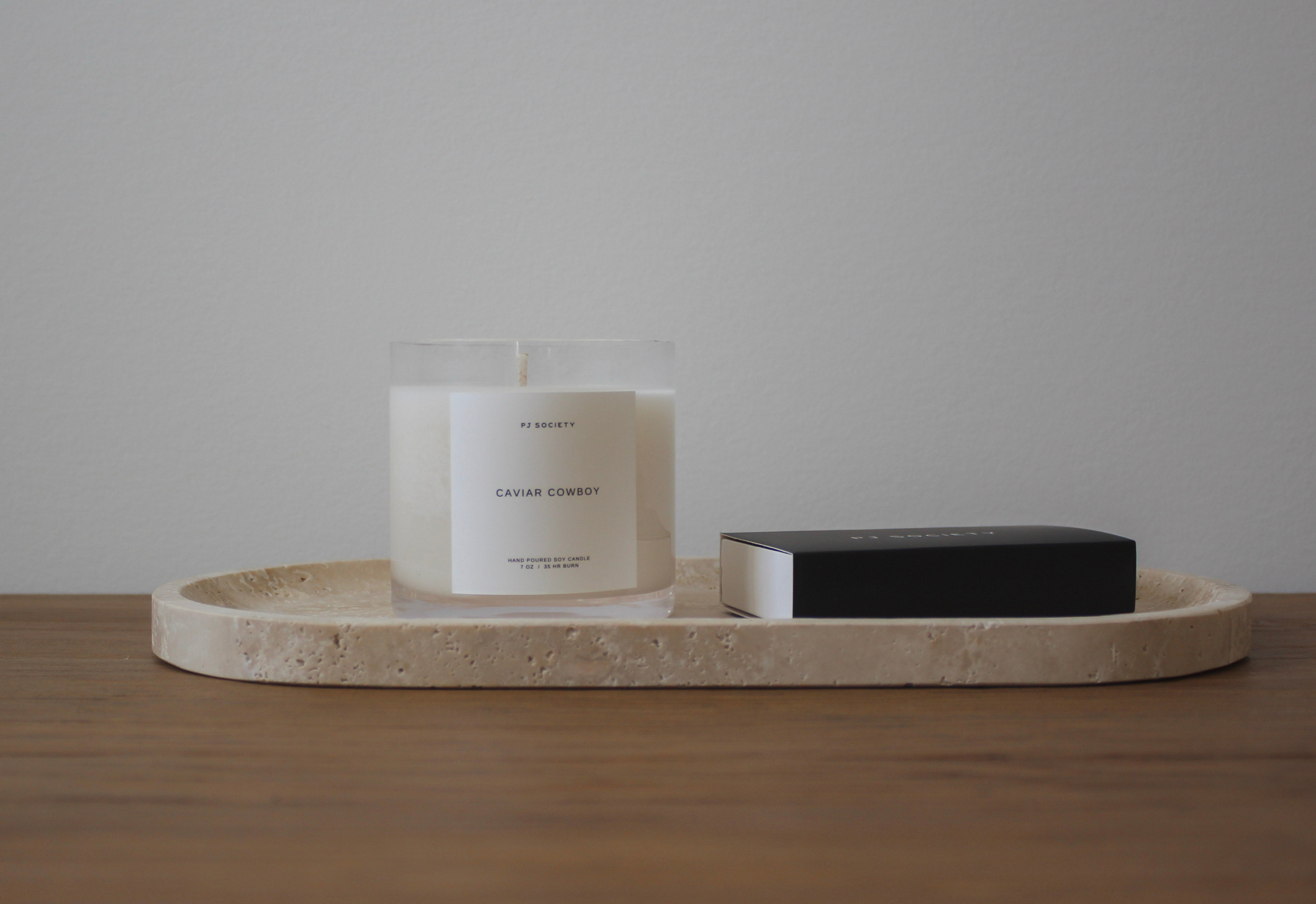 The Collins Oval Tray- Travertine